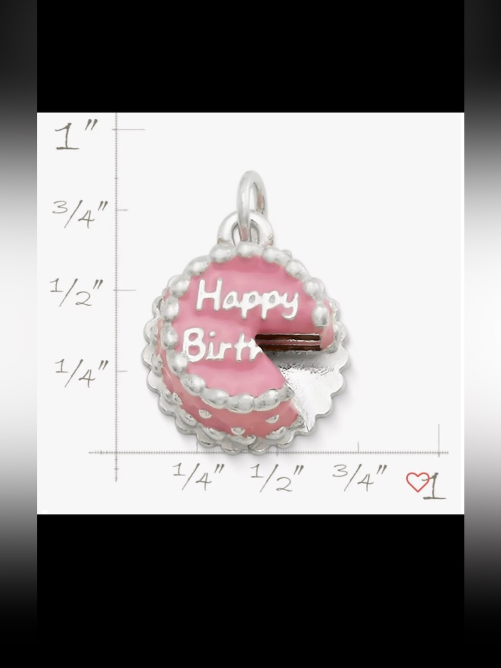 James Avery Pink Enamel "Happy Birth" Cake Charm - Picture 4 of 5